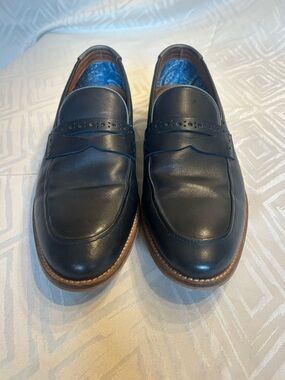 Johnson and Murphy Navy Leather Loafers